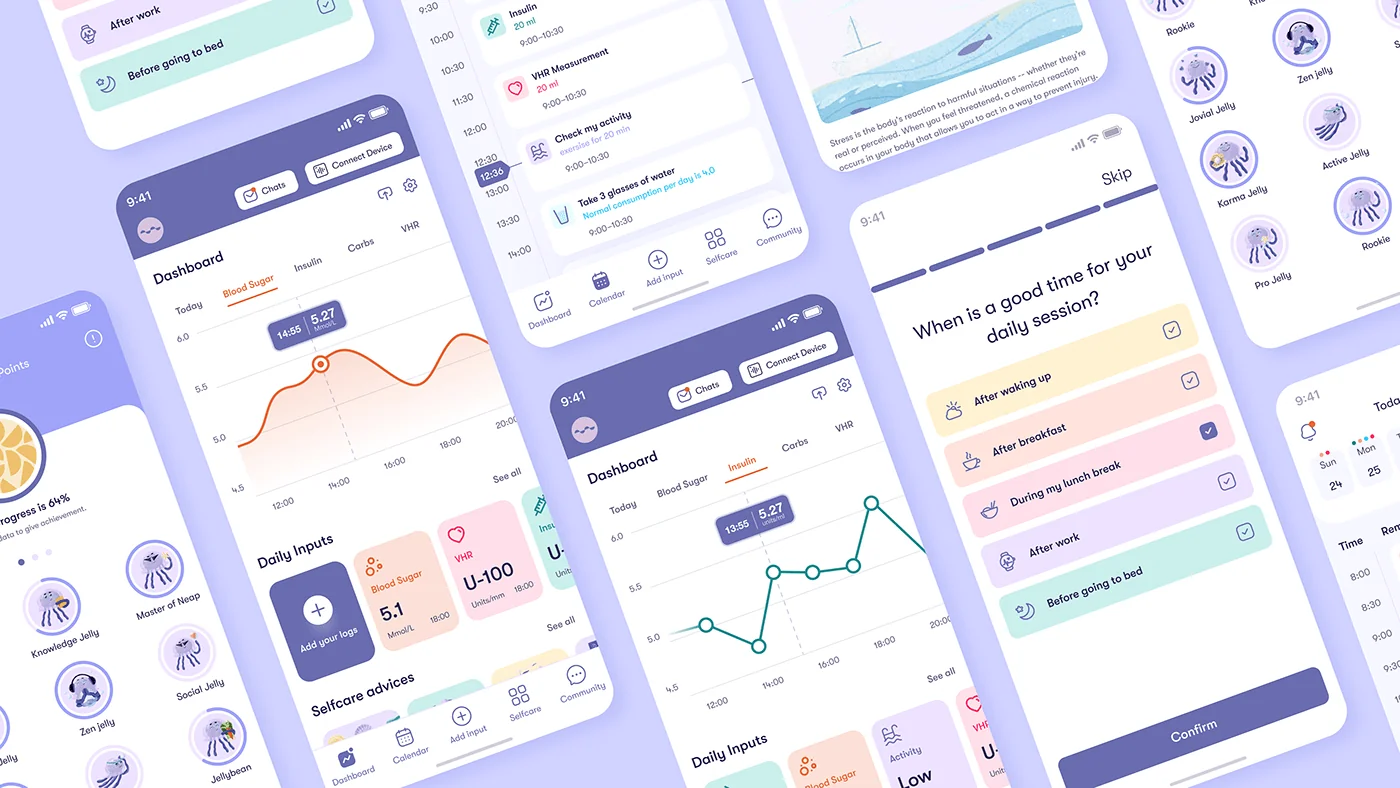Neap app screens collage showing tracking, insights and reminders
