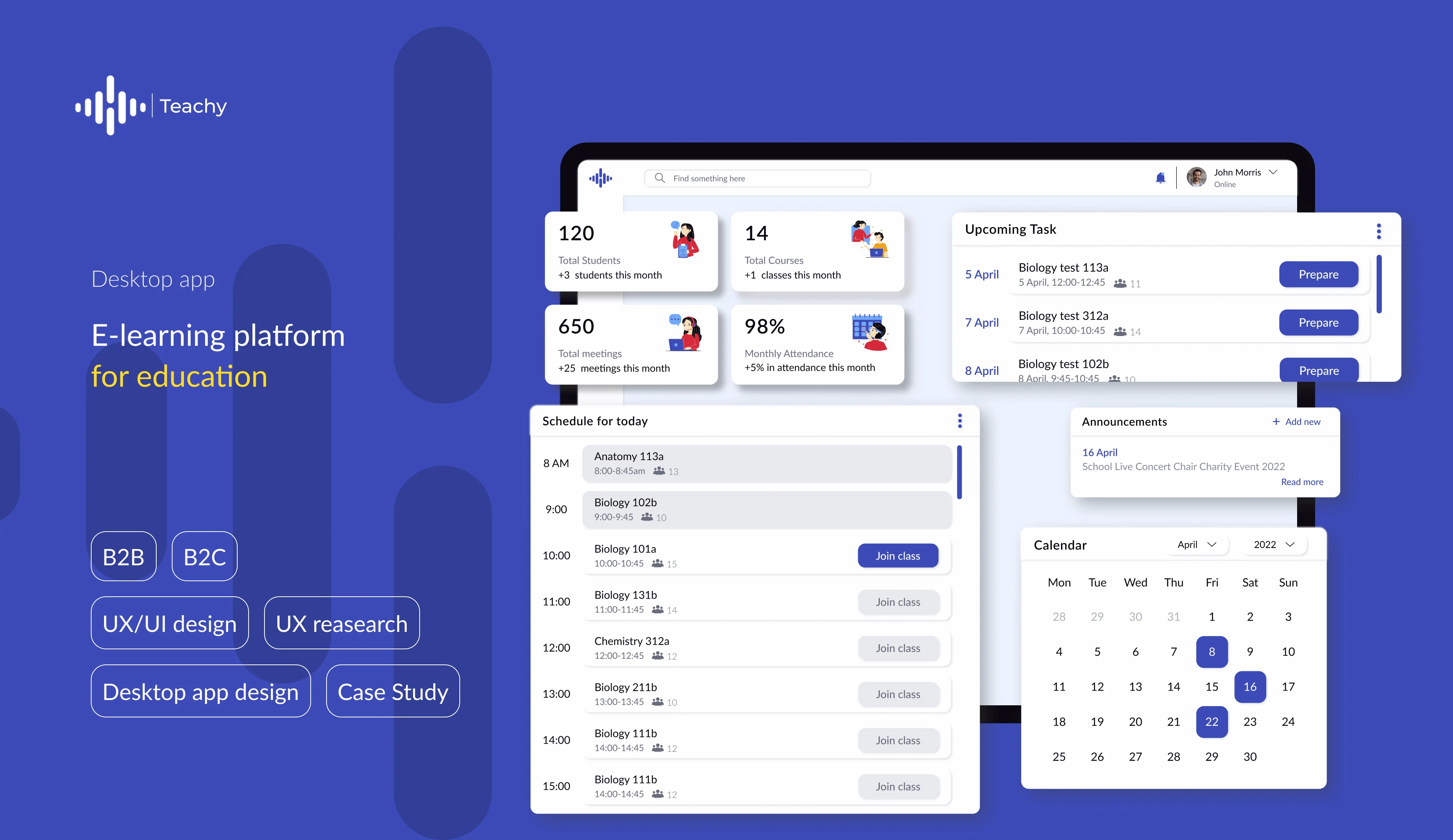 Teachy e-learning platform for education — project cover slide