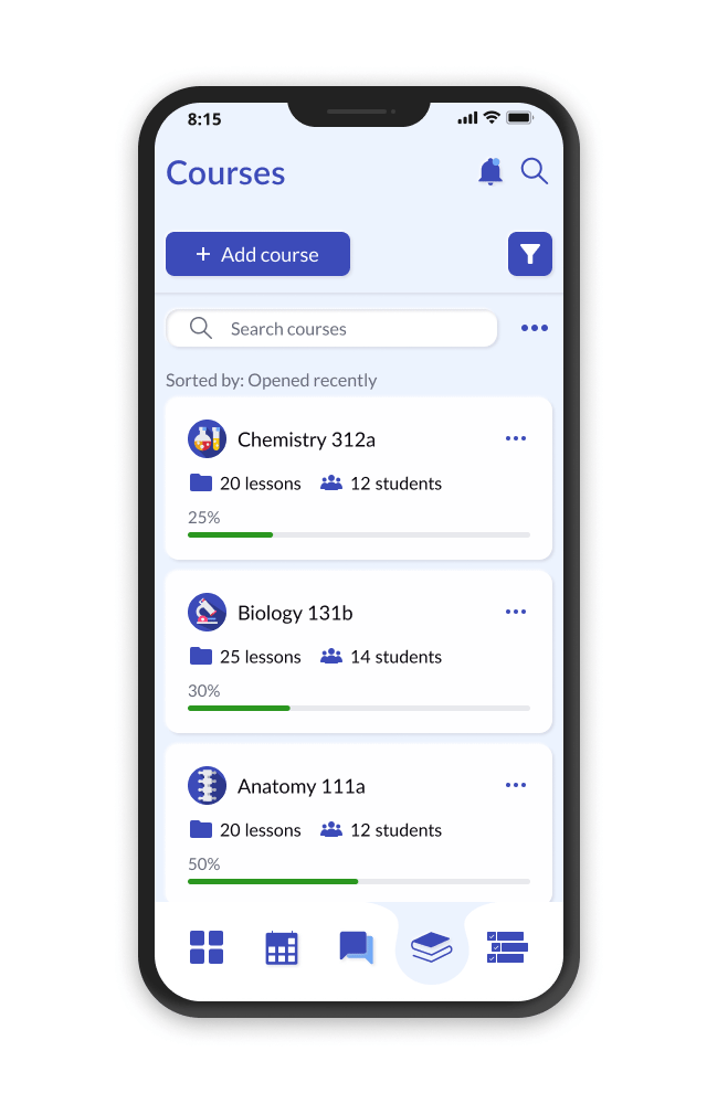 Teachy mobile app screens shown in sequence
