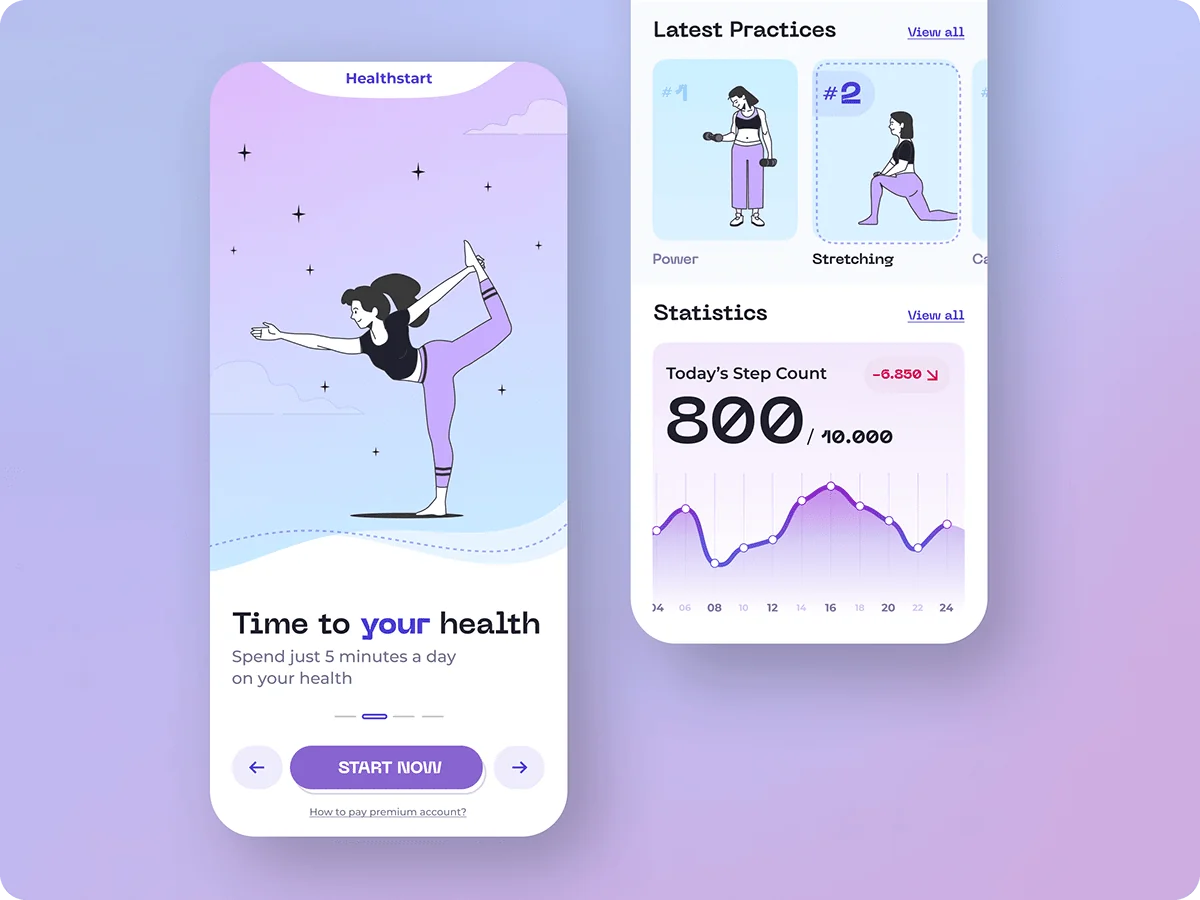 Workout Book home, practice list and progress tracking screens